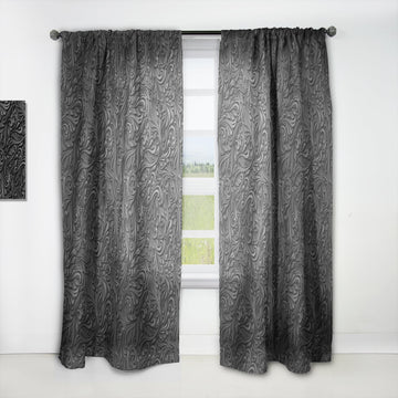 3D leaves in Shades of Black' Modern & Contemporary Curtain 1 Panel Sheer